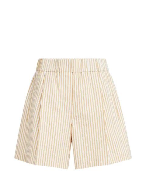 techno cotton striped seersucker shorts with monili by BRUNELLO CUCINELLI