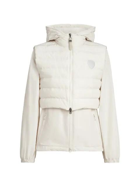 techno cotton taffeta outerwear jacket with detachable down vest, logo and monili by BRUNELLO CUCINELLI