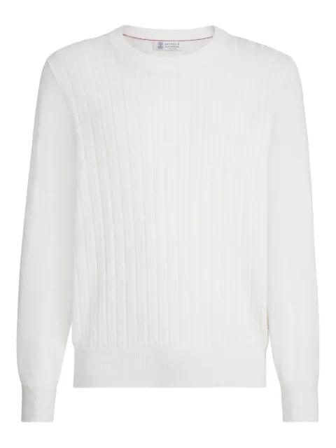 textured rib cotton sweater by BRUNELLO CUCINELLI