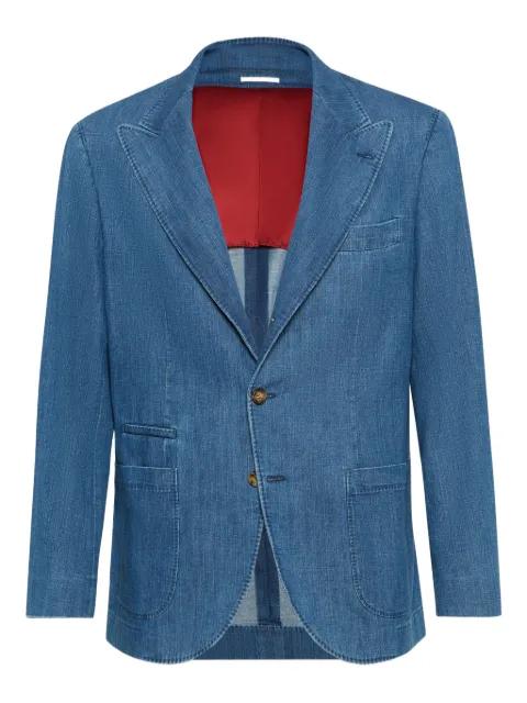 three-button patch-pocket blazer by BRUNELLO CUCINELLI