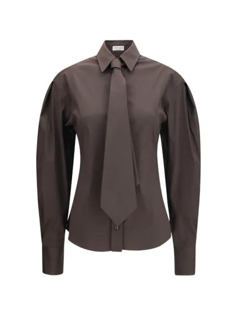 tie-detail puffed-sleeve shirt by BRUNELLO CUCINELLI