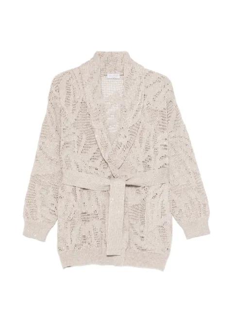 tie waist open knit cardigan by BRUNELLO CUCINELLI