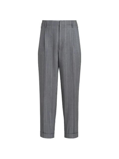 virgin wool chalk stripe trousers with double pleats by BRUNELLO CUCINELLI