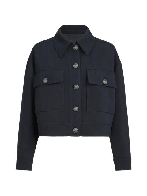 virgin-wool crêpe chevron cropped outerwear jacket with monili by BRUNELLO CUCINELLI