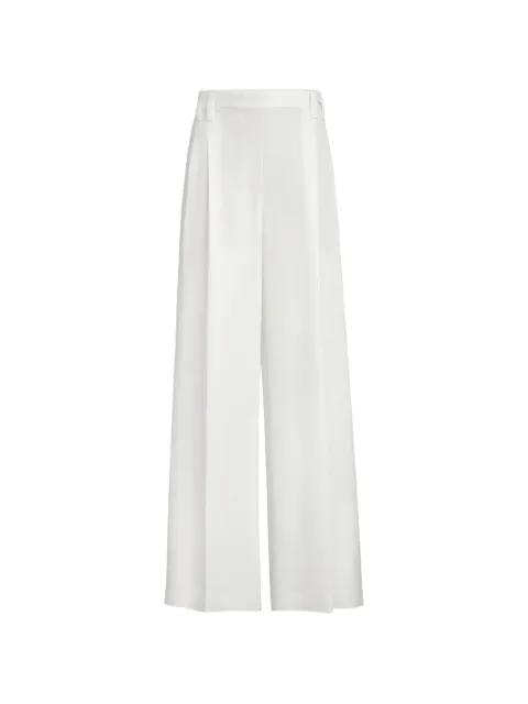 viscose and linen fluid twill wide trousers with monili by BRUNELLO CUCINELLI