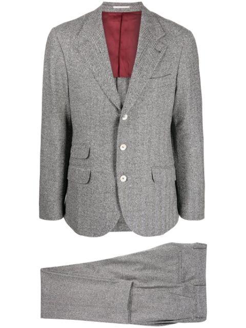 wool-blend herringbone two-piece suit by BRUNELLO CUCINELLI