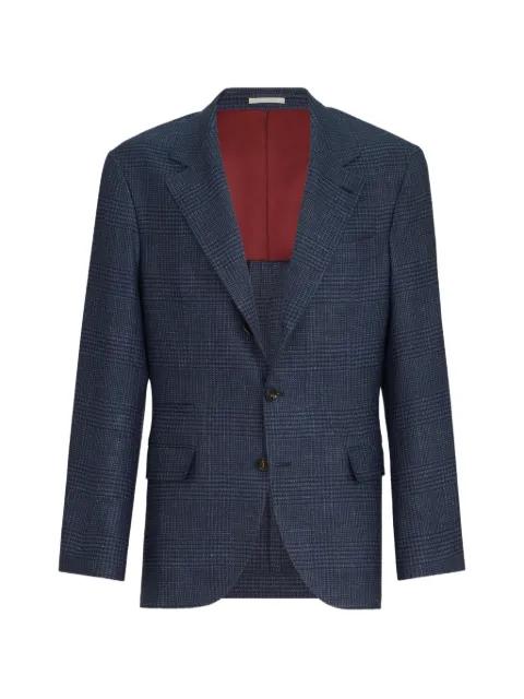 wool, silk and linen Prince of Wales deconstructed blazer by BRUNELLO CUCINELLI