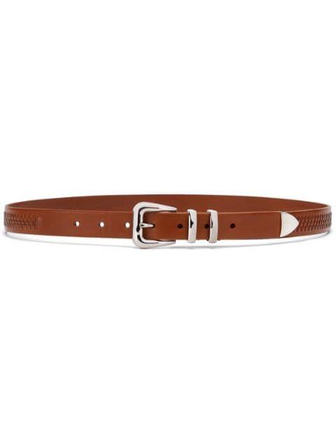 woven buckled leather belt by BRUNELLO CUCINELLI