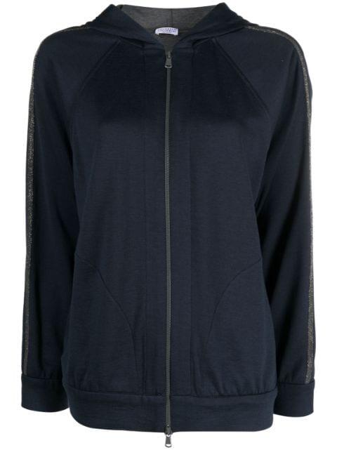 zip-up cotton-blend hoodie by BRUNELLO CUCINELLI