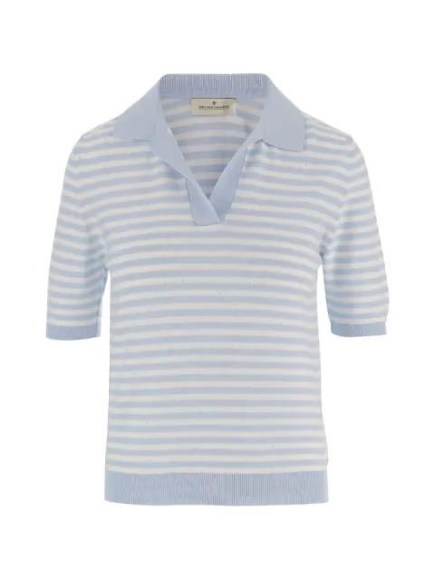 striped-pattern collared T-shirt by BRUNO MANETTI