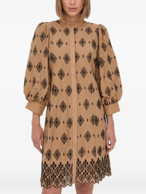 embroidered puff-sleeve mini dress by BRUUNS BAZAAR