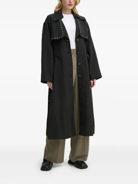 eyelet-embellishment belted coat by BRUUNS BAZAAR