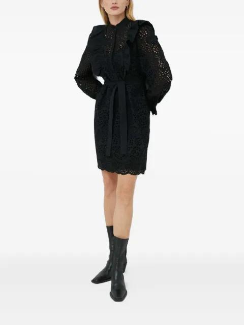 eyelet-embroidery ruffle mini day dress by BRUUNS BAZAAR