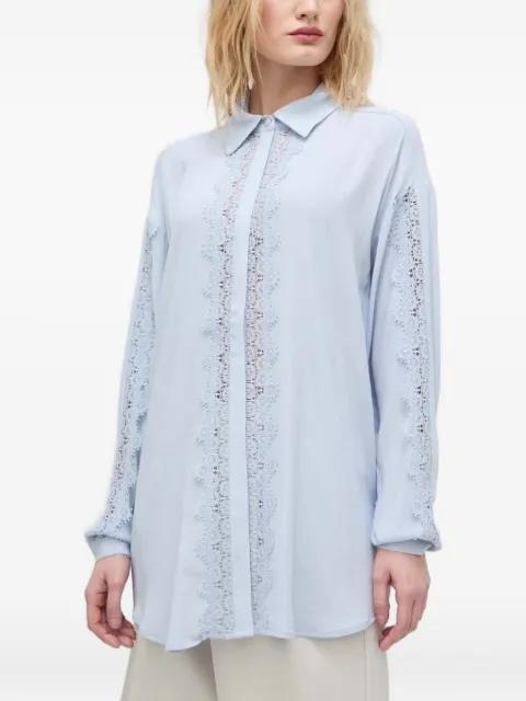 lace-insert belted shirt by BRUUNS BAZAAR
