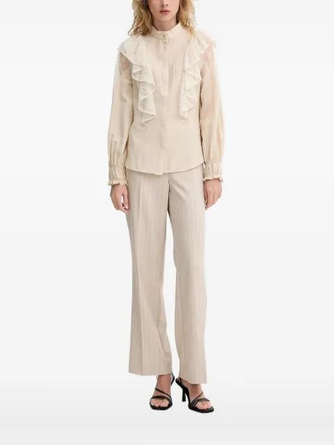 lace-trimmed ruffled blouse by BRUUNS BAZAAR