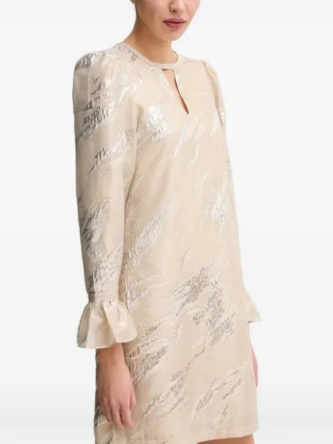 metallic-details puff-sleeve mini dress by BRUUNS BAZAAR