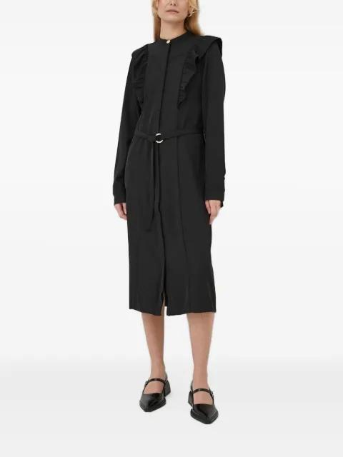 ruffle-detail belted midi dress by BRUUNS BAZAAR