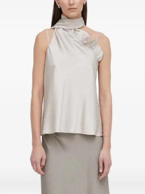 ruffled asymmetric-neck blouse by BRUUNS BAZAAR