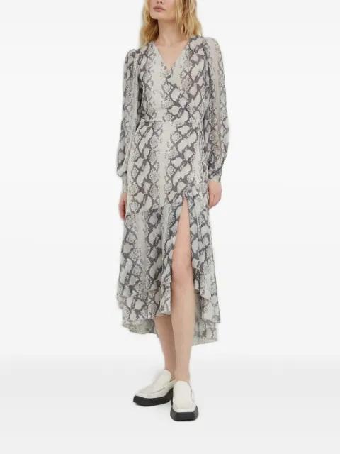 snakeskin-print wrap midi dress by BRUUNS BAZAAR