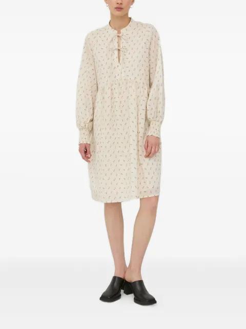 tie-neck printed midi dress by BRUUNS BAZAAR