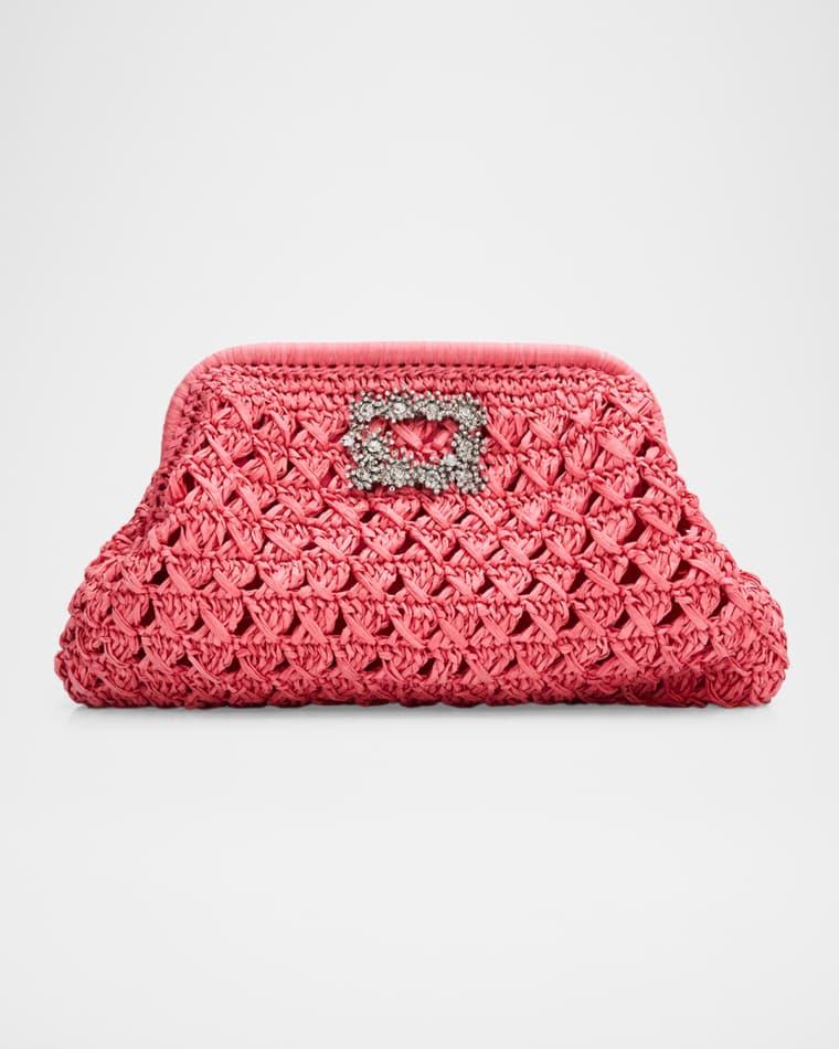 Cristal Woven Crystal Buckle Clutch Bag by BTB LOS ANGELES