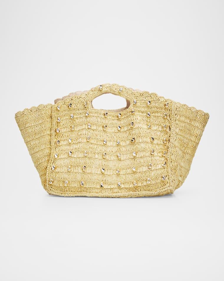 Galia Studded Raffia Tote Bag by BTB LOS ANGELES