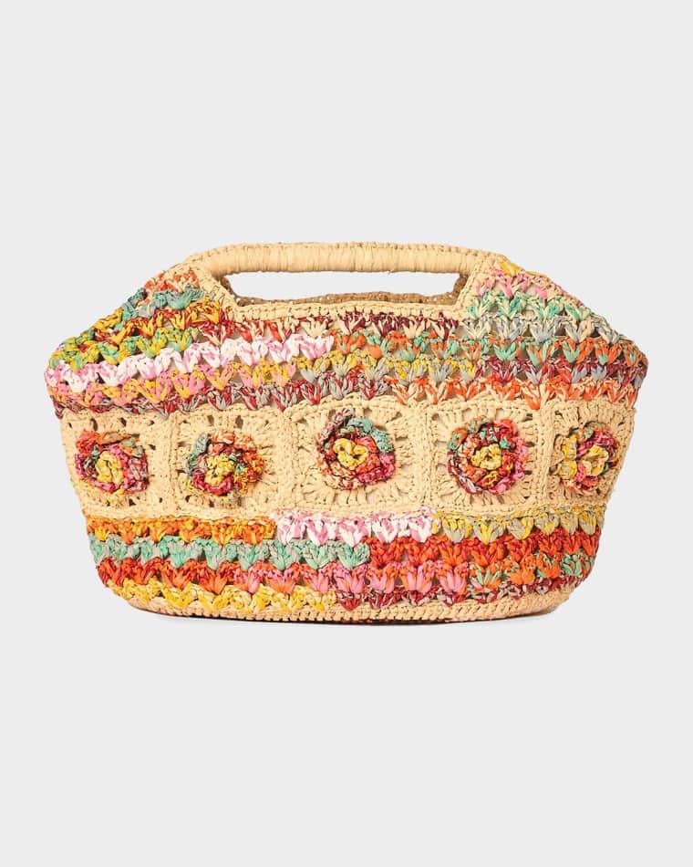 Hazel Floral Woven Raffia Clutch Bag by BTB LOS ANGELES