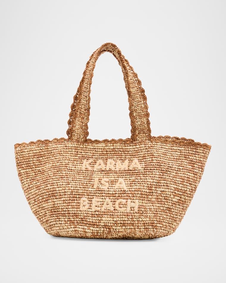 Karma Is A Beach Straw Tote Bag by BTB LOS ANGELES