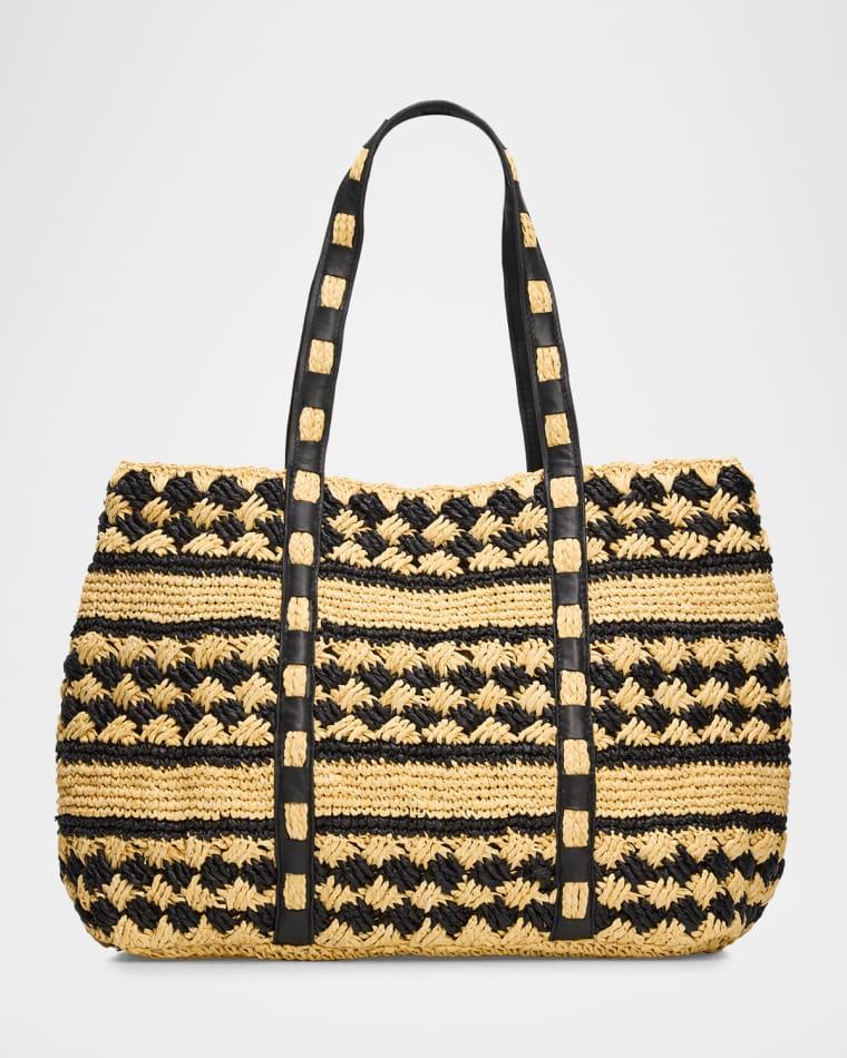Mae Two-Tone Raffia Tote Bag by BTB LOS ANGELES