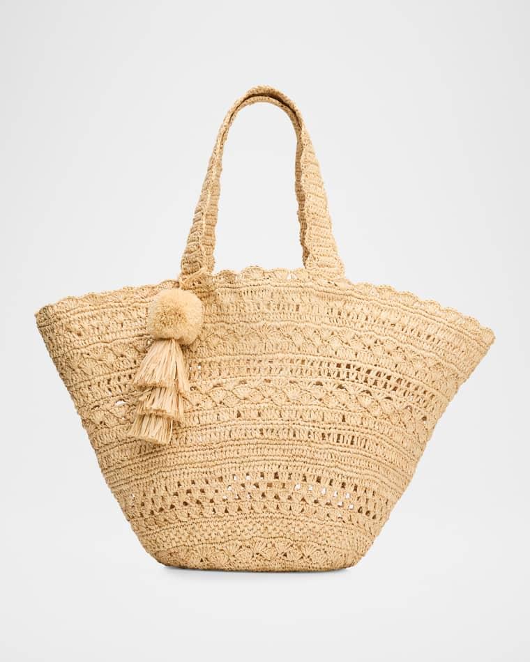 Mikala Crochet Raffia Tote Bag by BTB LOS ANGELES