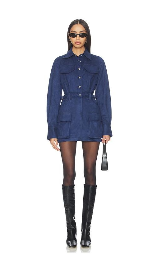 Bubish Celine Faux Suede Shirt Dress in Blue by BUBISH