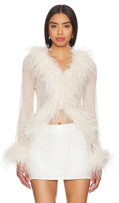Bubish Gigi Feather Blouse in Ivory by BUBISH