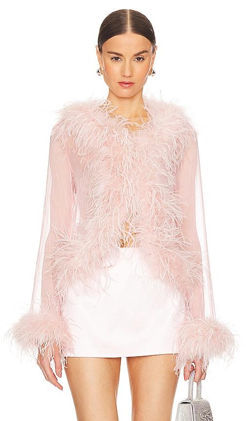Bubish Gigi Feather Blouse in Pink by BUBISH