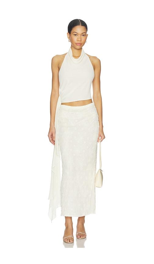Bubish Hailey Cowl Neck Halter Top W/ Drape in Ivory by BUBISH