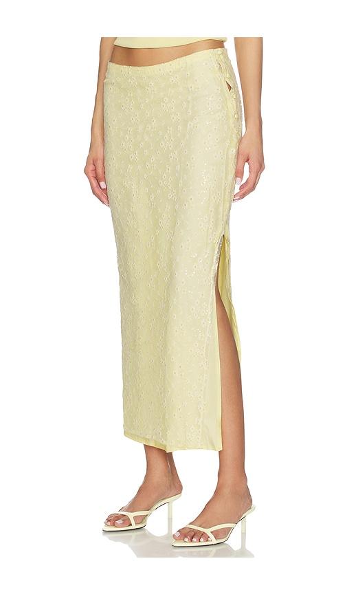Bubish Hazel Sequin Lace Skirt in Lemon by BUBISH