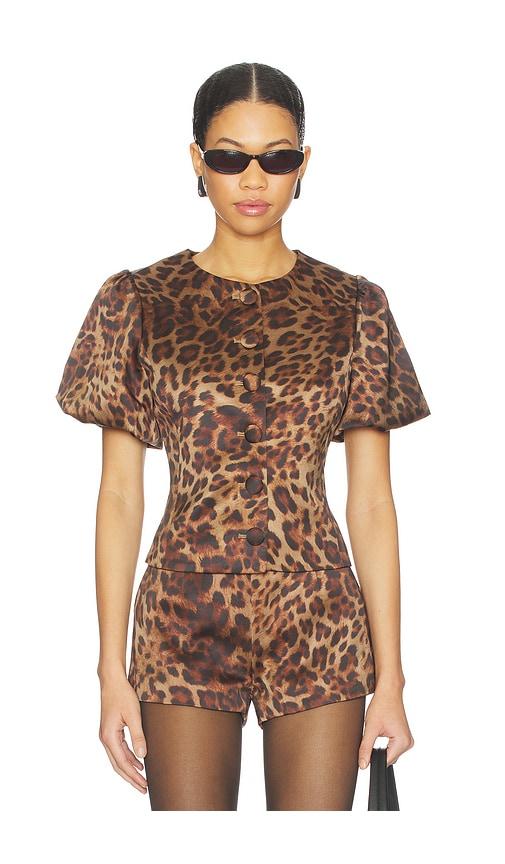Bubish Poppy Bubble Sleeve Blouse Top in Brown by BUBISH