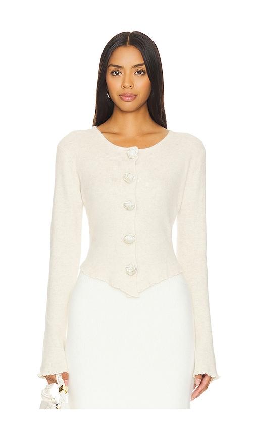 Bubish Rosette Knit Cardigan in Ivory by BUBISH