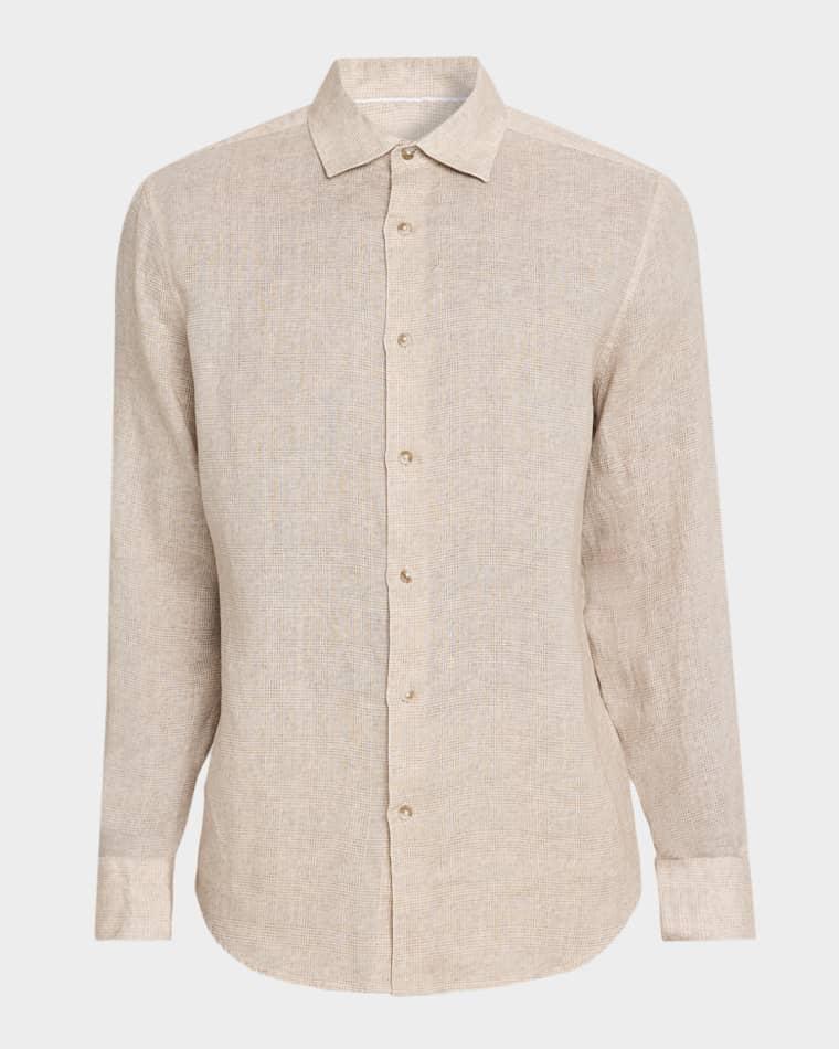 Men's Axel Linen Button-Down Shirt by BUGATCHI