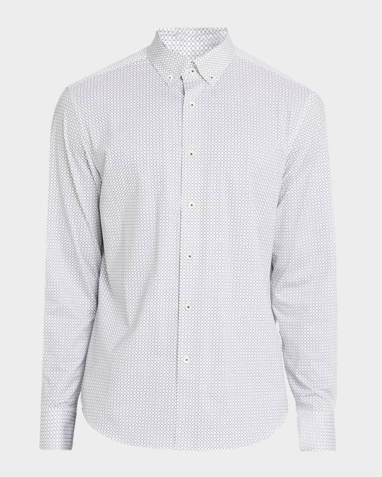 Men's Brent OoohCotton® Windowpane-Print Sport Shirt by BUGATCHI