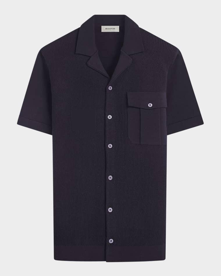 Men's Camp-Collar Short-Sleeve Sweater by BUGATCHI