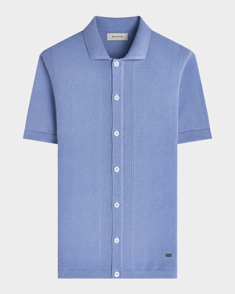 Men's Chevron Short-Sleeve Polo Sweater by BUGATCHI