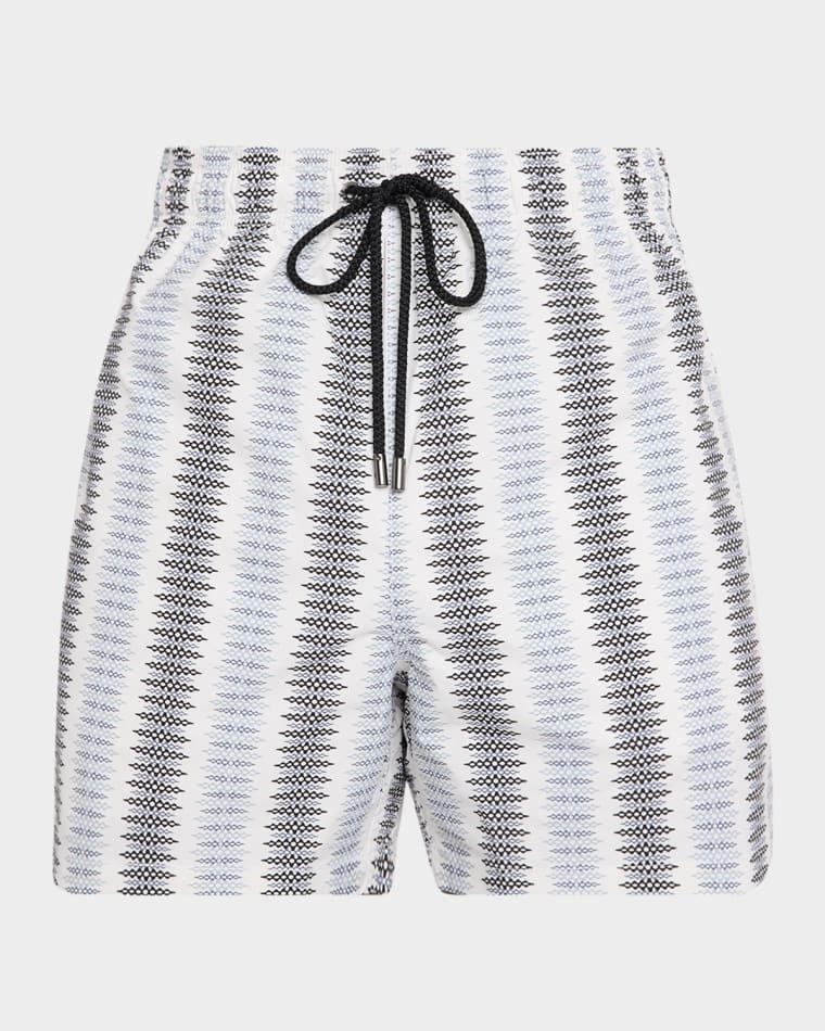 Men's Cruz Mid-Length Diamond Stripe Swim Trunks by BUGATCHI