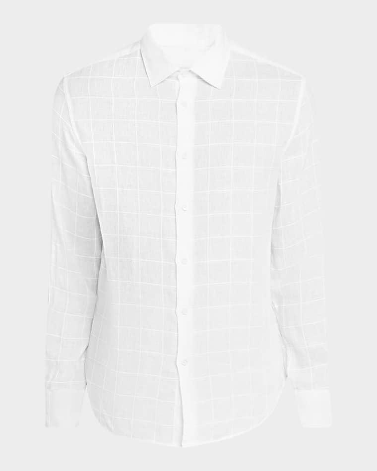Men's Julian Tonal Windowpane-Print Sport Shirt by BUGATCHI