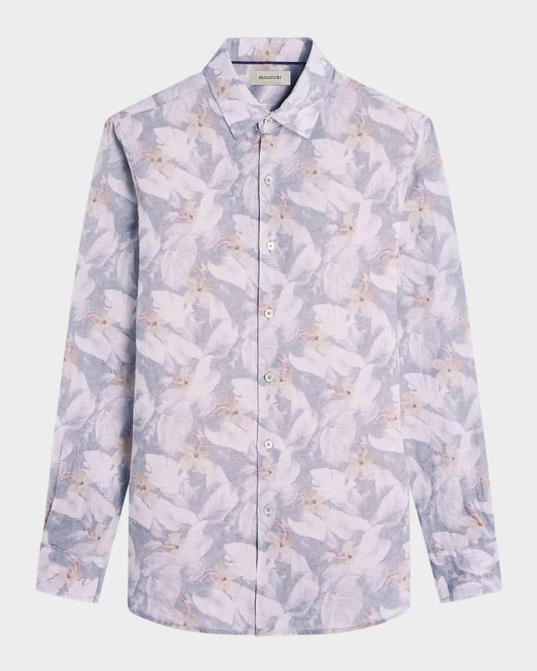 Men's Julien Linen Floral Sport Shirt by BUGATCHI
