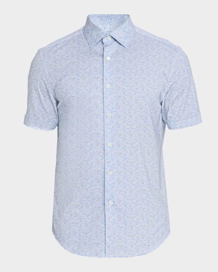 Men's Miles Bistro-Print OoohCotton® 8-Way Stretch Short-Sleeve Shirt by BUGATCHI