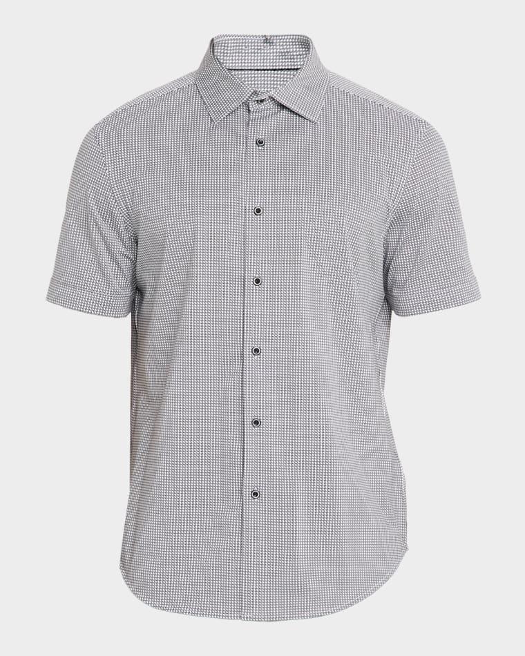 Men's Miles OoohCotton® Geometric-Print Short-Sleeve Shirt by BUGATCHI