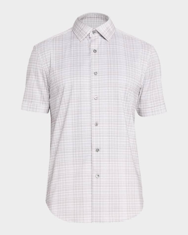 Men's Miles OoohCotton® Plaid Short-Sleeve Shirt by BUGATCHI