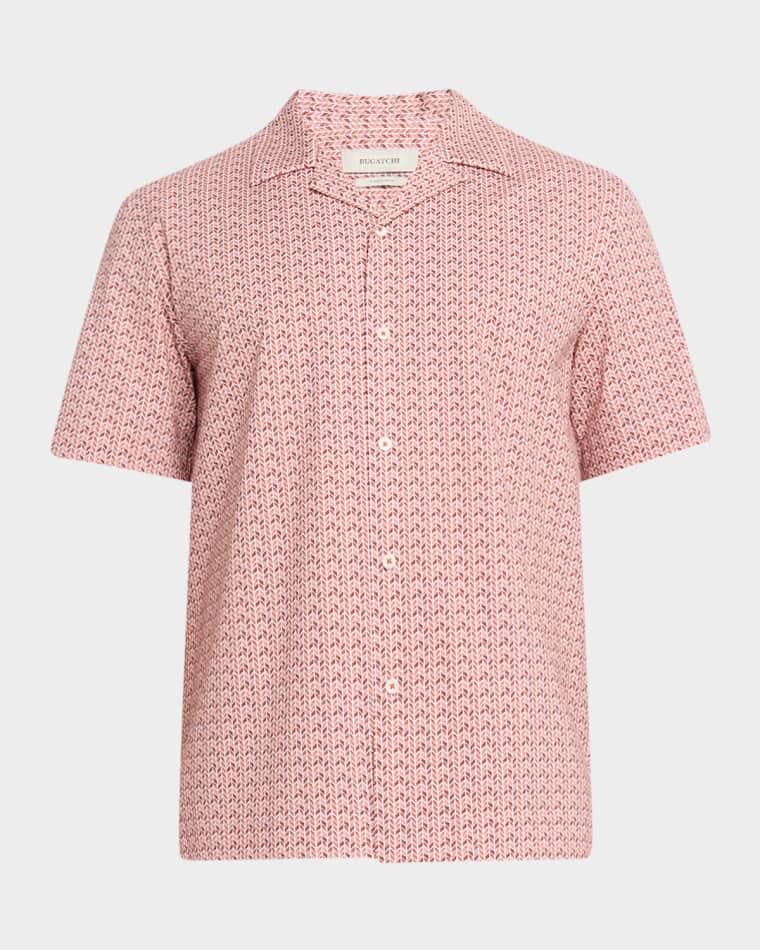 Men's OoohCotton Herringbone Camp Shirt by BUGATCHI