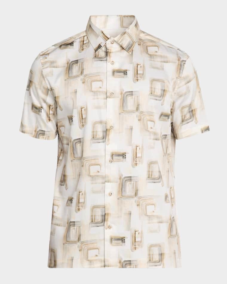 Men's Orson Watercolor Abstract Short-Sleeve Shirt by BUGATCHI