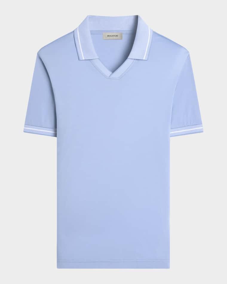 Men's Pima Cotton Johnny-Collar Polo Shirt by BUGATCHI
